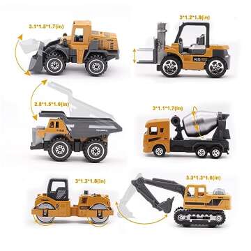 Childom 12 Pack Alloy Construction Vehicle Set for Kids