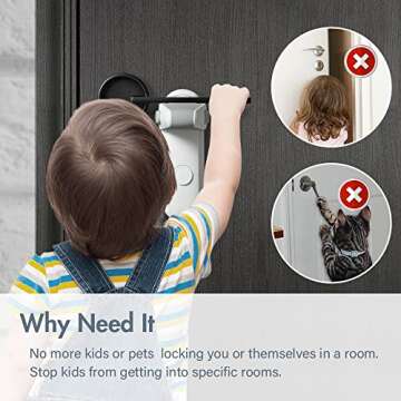 EUDEMON Childproof Door Lever Lock, Baby Safety Door Handle Lock, Easy to Install and Use Adhesive n...