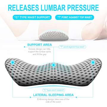 Lumbar Support Pillow - Memory Foam for Low Back Pain Relief, Ergonomic Streamline Car Seat, Office ...