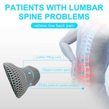 Lumbar Support Pillow - Memory Foam for Low Back Pain Relief, Ergonomic Streamline Car Seat, Office Chair, Recliner and Bed (Upgrade Gray)