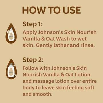 Johnson's Baby Skin Nourish Moisturizing Baby Lotion for Dry Skin with Vanilla & Oat Scents, Gentle & Lightweight Body Lotion for The Whole Family, Hypoallergenic, Dye-Free, 16.9 fl. oz