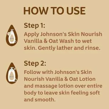 Johnson's Baby Skin Nourish Moisturizing Baby Lotion for Dry Skin with Vanilla & Oat Scents, Gentle & Lightweight Body Lotion for The Whole Family, Hypoallergenic, Dye-Free, 16.9 fl. oz