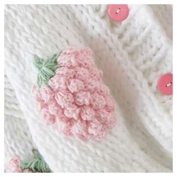 Women's Kawaii Strawberry Embroidered Knit Cardigan