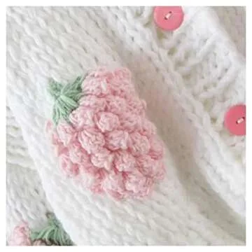 Women's Kawaii Strawberry Embroidered Knit Cardigan