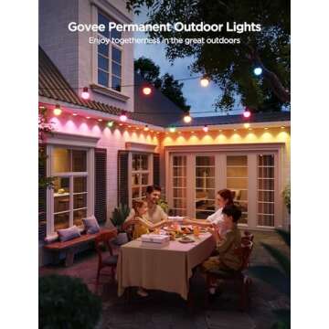 Govee Outdoor Lights Set, Includes 100ft Permanent Outdoor Lights 2, 4.9×6.6ft Curtain Lights, 96ft Outdoor String Lights, IP65 Waterproof, Outdoor Decorations for Holiday, Party