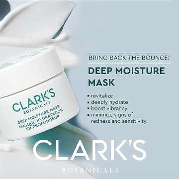 Clark's Botanicals Deep Moisture Mask, Target Dryness, Redness & Inflammation, Stimulate Collagen Production, All Skin Types, 2-in-1 Moisturizer & Invisible Mask (1.7 Fl Oz (Pack of 1))