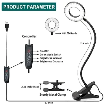 Foneso LED Desk Lamp 3 Colors 10 Brightness USB Powered