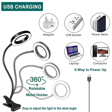 Foneso LED Desk Lamp 3 Colors 10 Brightness USB Powered