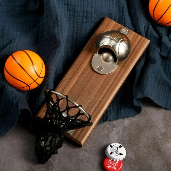 Magnetic Basketball Bottle Opener with Cap Collector