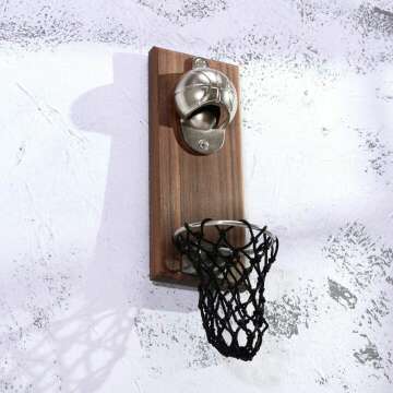 Magnetic Basketball Bottle Opener with Cap Collector