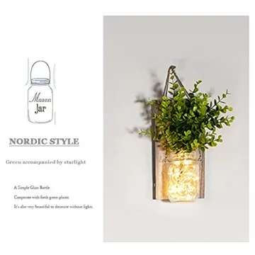 Rustic Mason Jar Sconces with LED Fairy Lights for Home Decor