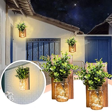 Rustic Mason Jar Sconces with LED Fairy Lights for Home Decor
