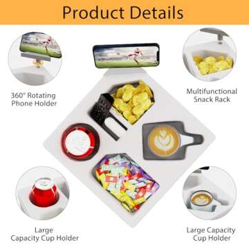 Couch Cup Holder Tray, Non-Slip Silicone Sofa Couch Caddy for Home, Car, and Outdoors, Waterproof Versatile Couch Table Tray for Bed Seat Beach Organizer