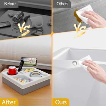 Couch Cup Holder Tray, Non-Slip Silicone Sofa Couch Caddy for Home, Car, and Outdoors, Waterproof Versatile Couch Table Tray for Bed Seat Beach Organizer