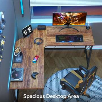 Mr IRONSTONE L Shaped Desk, 59" Computer Desk, Corner Gaming Desk for Home Office Desks, Modern Comp...