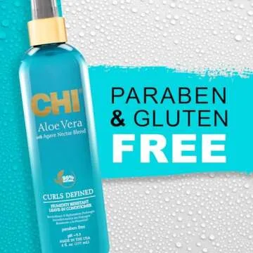 CHI Aloe Vera Humidity Resistant Leave-In Conditioner, For Defined, Smooth & Frizz-Free Curls, Sulfate, Paraben, & Cruelty-Free, 6 Oz