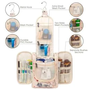 Narwey Small Hanging Toiletry Bag Women Travel Makeup Bag Organizer Toiletries Bag for Travel Size E...