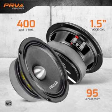 Discover PRV AUDIO 6.5 Inch Midrange Bullet Speaker 6MR400-4 High Performance Car Loudspeaker