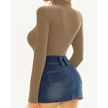 Chic MANGOPOP Mock Neck Bodysuit for Elegant Style