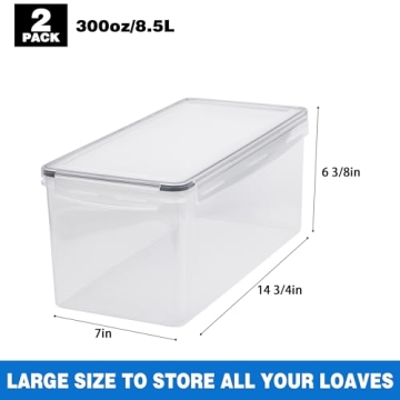 Tiawudi 2 Pack Airtight Bread Storage Box for Freshness