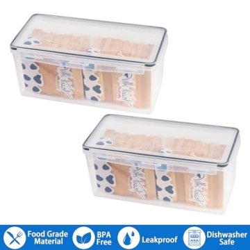 Tiawudi 2 Pack Airtight Bread Storage Box for Freshness