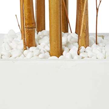 Nearly Natural 5812 5’ Bamboo Artificial Tree in White Tower Planter, Green