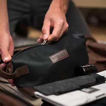 MANSCAPED® The Shed Men's Premium Quality Toiletry Bag, PU Leather Dopp Kit, Bathroom Travel Bag, S...
