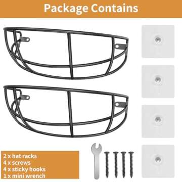 TEAMOLA Hat Racks for Baseball Cap 2-Pack Metal Hat Organizer Black Hat Holder for Wall, Hat Hangers...