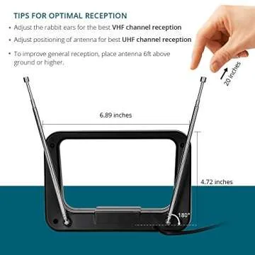 Rabbit Ears TV Antenna, Antop Tabletop Antenna, Digital HDTV Antenna with Multi-direactional Reception, Support 4K 1080P HD VHF UHF for Local Channels