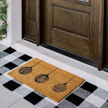 THEODORE MAGNUS Christmas Door Mat – Coir Doormat for Outdoor Entrance, Durable Welcome Mat with N...