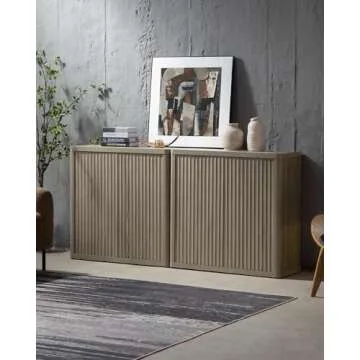 SICOTAS Buffet Cabinet with Storage Sideboard Accent Modern Credenza with Doors & Shelves Fluted 34.6" Tall Media Console Mid Century Coffee Bar Table for Living Room Kitchen Dining Room Hallway