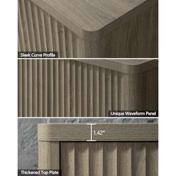 SICOTAS Buffet Cabinet with Storage Sideboard Accent Modern Credenza with Doors & Shelves Fluted 34.6" Tall Media Console Mid Century Coffee Bar Table for Living Room Kitchen Dining Room Hallway