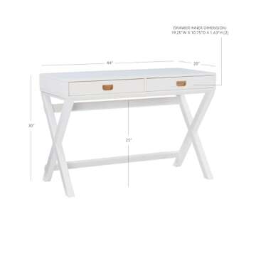 Linon Desk, White, 44"W x 20"D x 30"H
