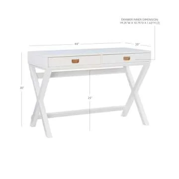 Linon Desk, White, 44"W x 20"D x 30"H