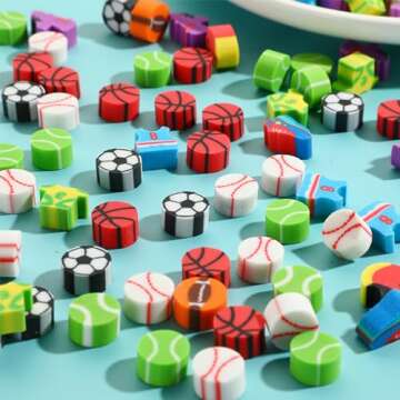 Kaemi Mini Erasers for Kids Bulk Classroom Prizes 300 Pcs Cute Erasers for Pencils Small Fun Sports ...