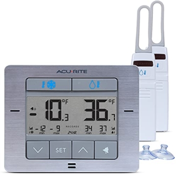 AcuRite Digital Wireless Fridge and Freezer Thermometer with Alarm, Max/Min Temperature for Home and...