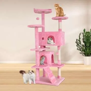BestPet 54in Cat Tree Tower for Indoor Cats,Multi-Level Cat Furniture Activity Center with Cat Scrat...