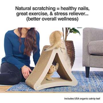 PetFusion 3-Sided Vertical Cat Scratching Post | Available in 18” & 24” | Multiple Angle Cat Scratching Pad; 6 Usable Sides. Scratch; Play; & Perch | 100% Recyclable Cardboard Lounge