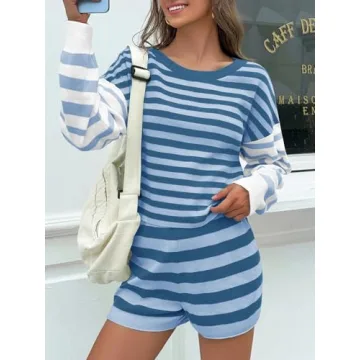 Stylish Tankaneo Womens Striped Sweater Set for Any Occasion