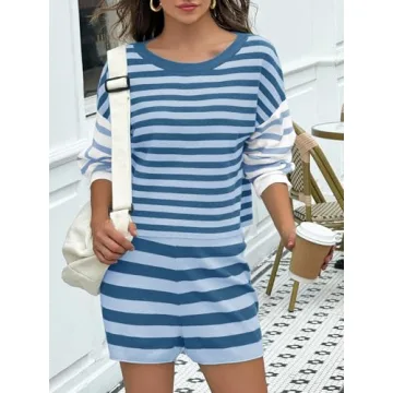 Stylish Tankaneo Womens Striped Sweater Set for Any Occasion