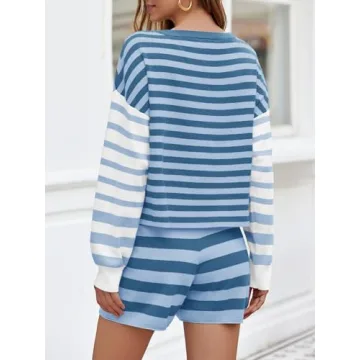 Stylish Tankaneo Womens Striped Sweater Set for Any Occasion