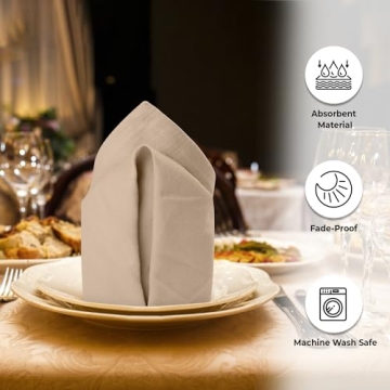 Urban Villa 20 x 20 Taupe Cotton Dinner Napkins Set of 12