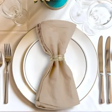 Urban Villa 20 x 20 Taupe Cotton Dinner Napkins Set of 12