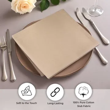 Urban Villa 20 x 20 Taupe Cotton Dinner Napkins Set of 12