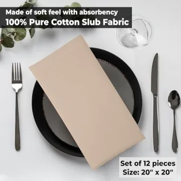 Urban Villa 20 x 20 Taupe Cotton Dinner Napkins Set of 12