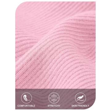 MEROKEETY Women's 2024 Fall Long Sleeve Sweater Dress Square Neck Ribbed Knit Bodycon Long Maxi Dresses, LightPink, Small