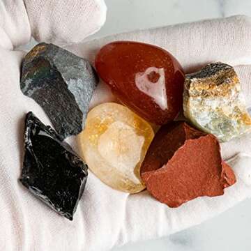 Rock Paradise Horoscope Stone Box Set - Aries Zodiac Sign – Healing Crystals Birthstone Charms –...