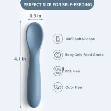 6 Pack Baby Spoons, First Stage Spoons, Shorter Length for Self Feeding, 6+ Months, Baby Training Sp...