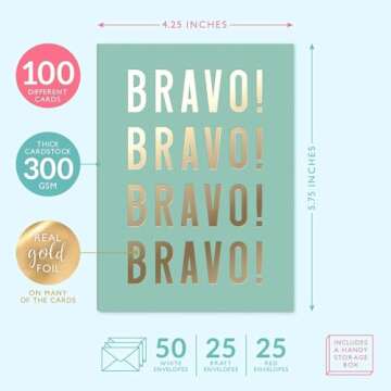 Sweetzer & Orange 100 All Occasion Cards & Envelopes Set - Greeting Notecards Assortment Box - Birth...