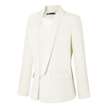 Urban CoCo Women's Office Blazer Jacket Open Front Womens Blazers for Work Professional (2XL, White)